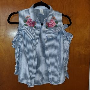 Arizona long sleeve blue and white striped Shirt